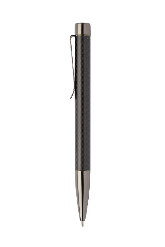 Set écriture - stylo à bille et roller en métal - motif carbone - boîte cadeau_2