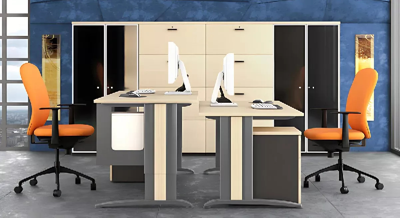 Bureau individuel réglable en hauteur avec goulotte passe-câbles So Enix_2