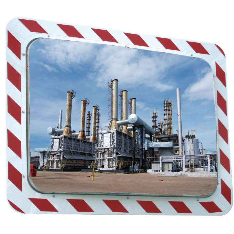 Miroir industrie et logistique - cadre rouge et blanc - anti-givre, anti-buée - contrôle 2 directions_2