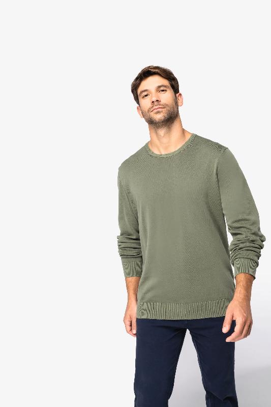 Pull écoresponsable délavé à col rond homme - 100% coton biologique - Réf: NS914_2