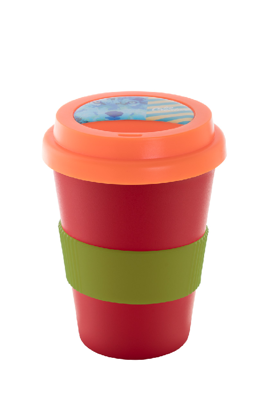 Mug thermos personnalisable - double paroi - 300 ml - avec couvercle et poignée en silicone - couleur orange_2