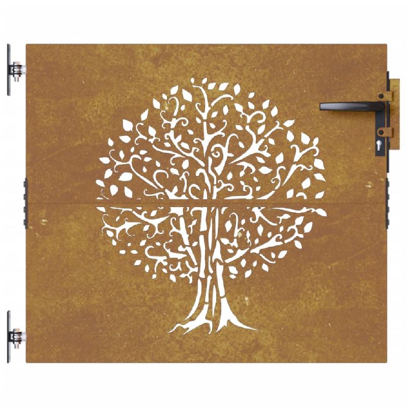 Vidaxl portail de jardin 85x100 cm acier corten conception de l'arbre 153209_2