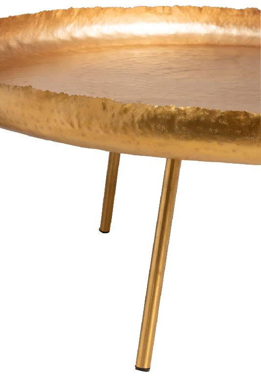 Table basse ronde TERO en métal doré - Style chic et moderne - Ø83,5 cm_2