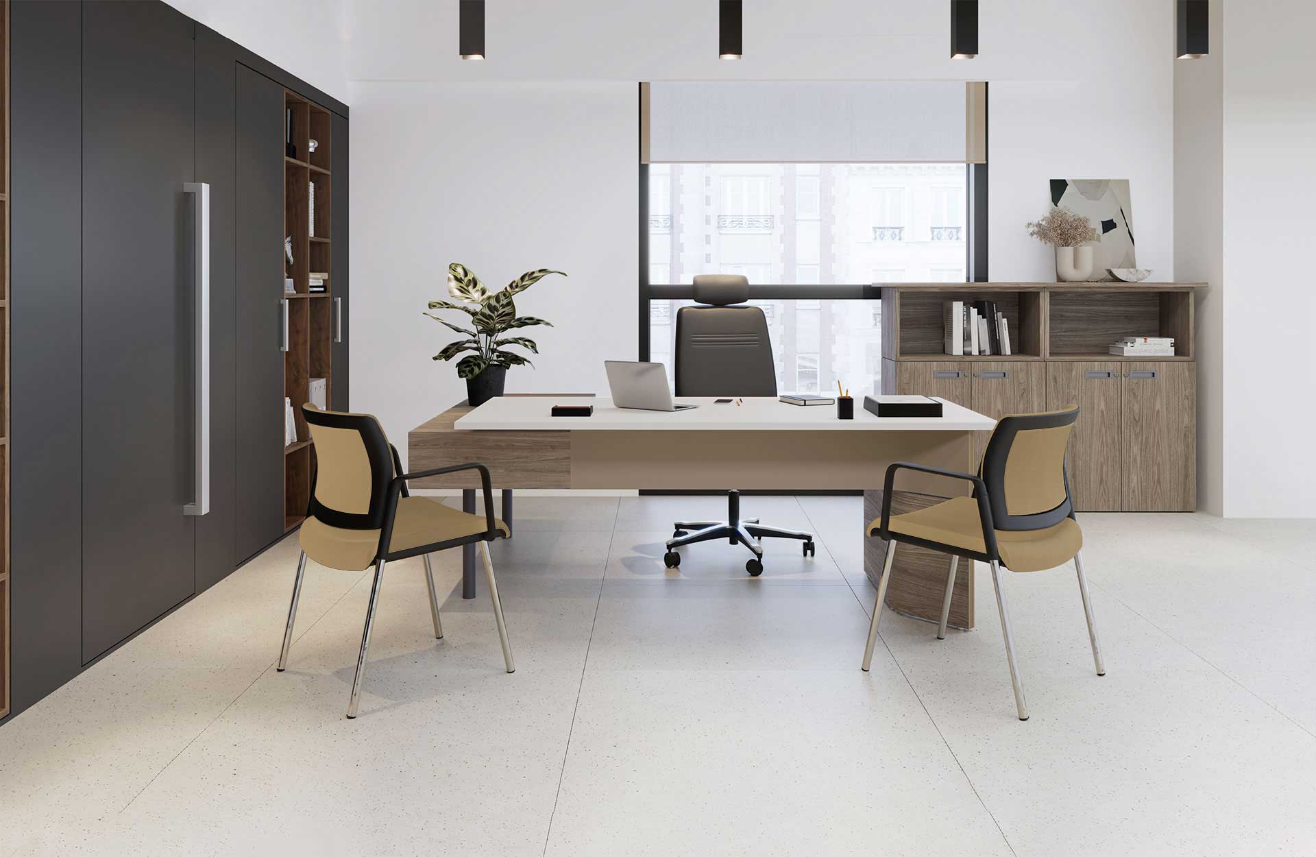 Bureau droit design - DUO - Plateau en verre trempé ou mélaminé - Fabrication française - Garantie 10 ans_0