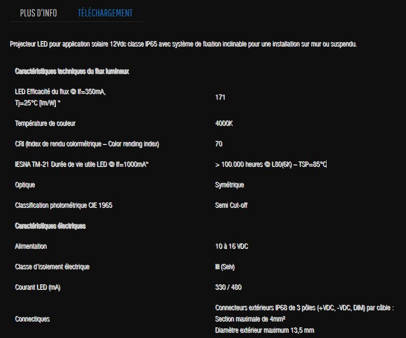 Projecteur LED solaire - Energiedouce - 12 volts IP65 - Fabrication européenne - Garantie 5 ans_2