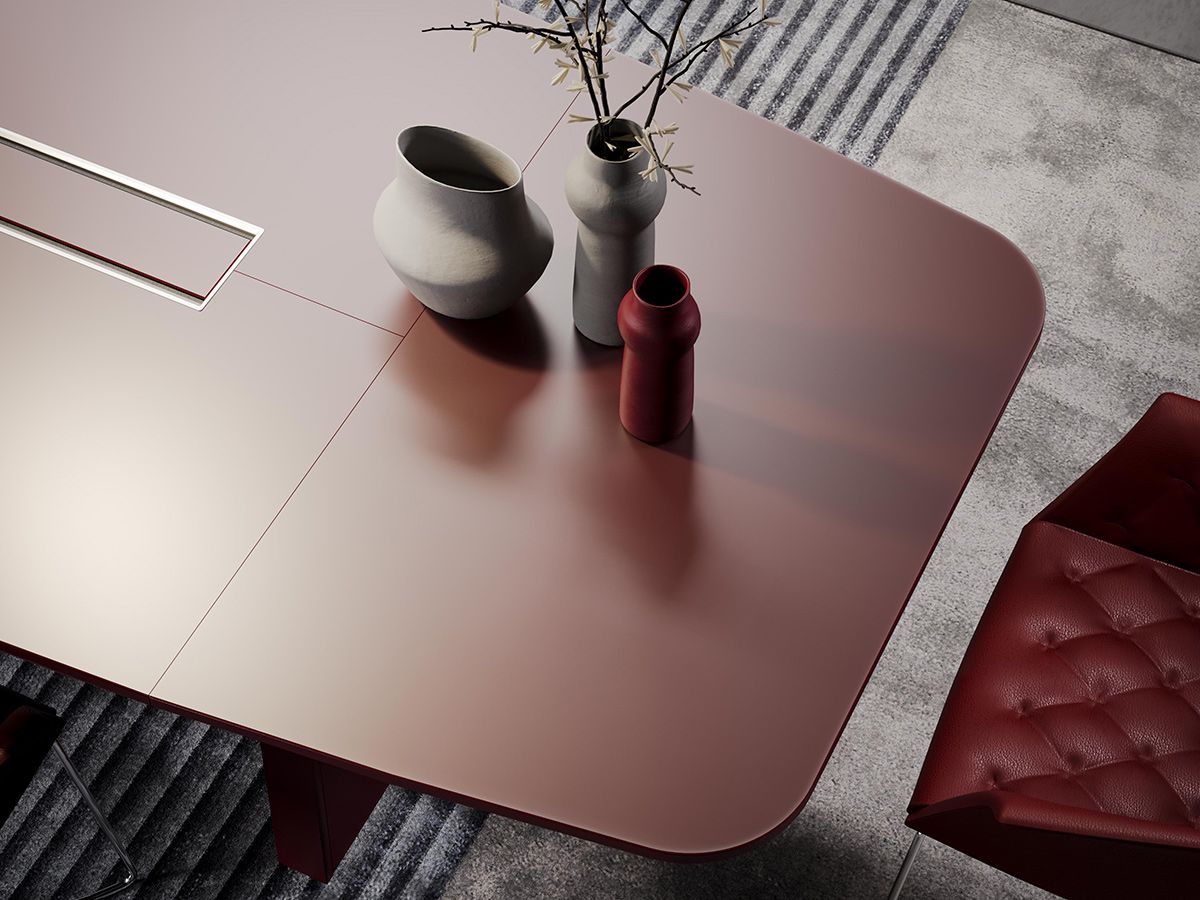 Table de réunion ovale en verre SKIN - passage de câbles intégré - capacité 8 à 18 personnes_2