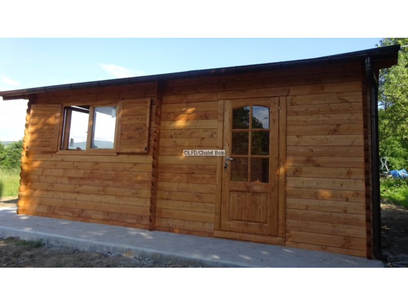 Garage double bois / 36 m² / toit double pente / porte battante / 6 x 6 m_2