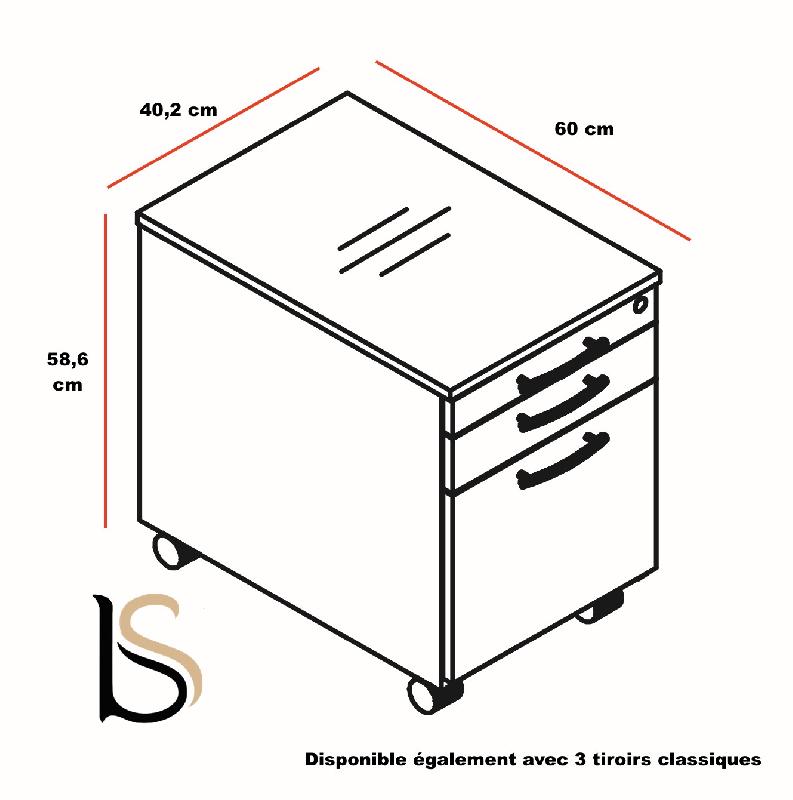 Caisson mobile pour dossiers suspendus - MDD - 3 tiroirs, Chêne_2