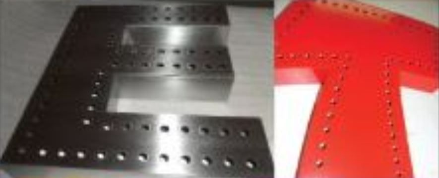 Lettrage 3D pleine aluminium - lettres laquées époxy double traits point par point - relief 10 à 100 mm_2