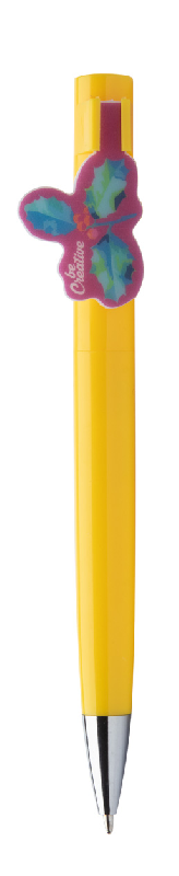 Stylo à bille en plastique - clip sur mesure - encre bleue - marquage UV LED - couleur jaune_2