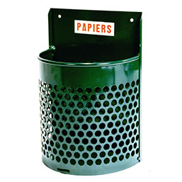 Corbeille demi-ronde en tôle perforée - NOVA - 30L - Norme NFS 54-201 - Modèle mural ou sur pied_2