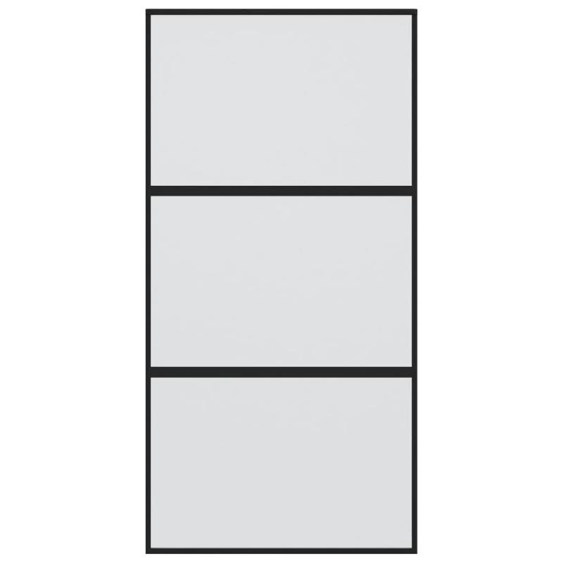 Vidaxl porte coulissante noir 102,5x205 cm verre trempé aluminium 155200_2