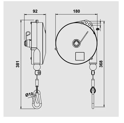 Équilibreur enrouleur 9336-9340 - câble inox - capacité 2 à 14kg - course 2500mm_2