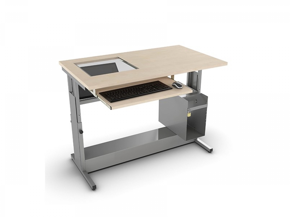 Table informatique DATA avec écran sous vitre - Fabrication française - Pour salles de formation, lycées et magasins_2