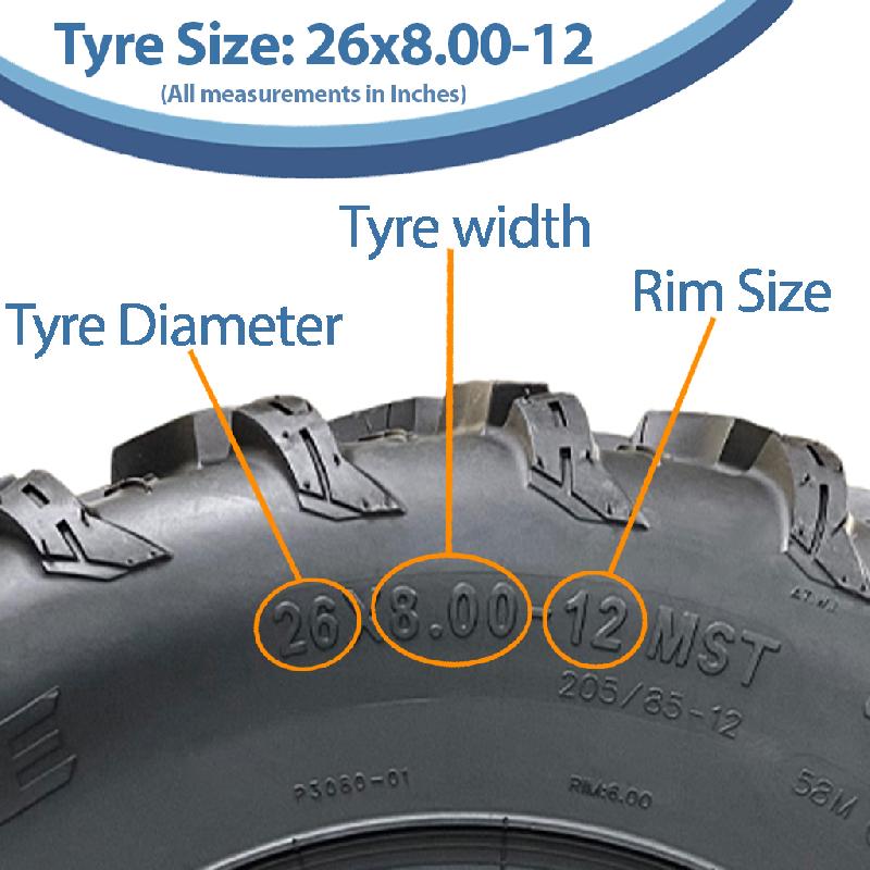 26x8.00-12 (205/85-12) 6ply ATV Tyres P3080 OBOR Pinacle Road Legal (Set of 3)_2