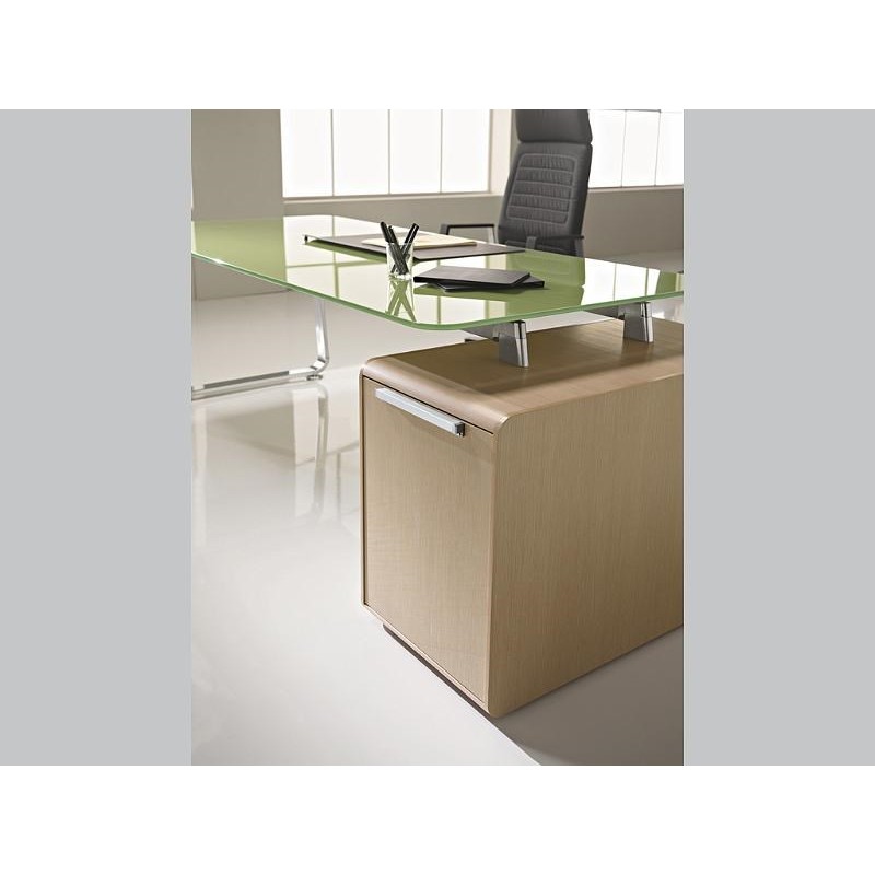 Bureau de direction design SEVENTIES - plateau en verre teinté - LAS - 3 tailles disponibles avec retour en option_2