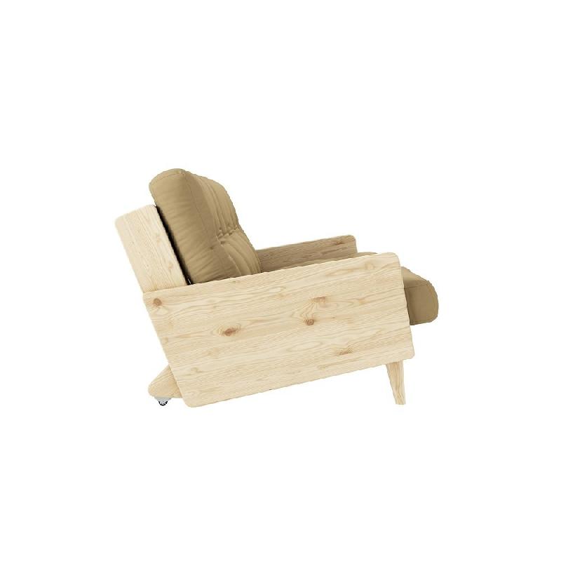 Canapé 3 places convertible Indie - Style scandinave - Futon beige blé - Couchage 130x190 cm - Marque KARUP_2