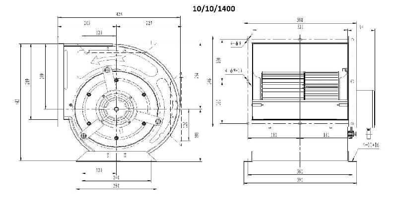 Ventilateur caisson 10/10 1400 - turbine d'extraction avec caisson extérieur - capacité 3800 m3/h - Ø 400 mm_2