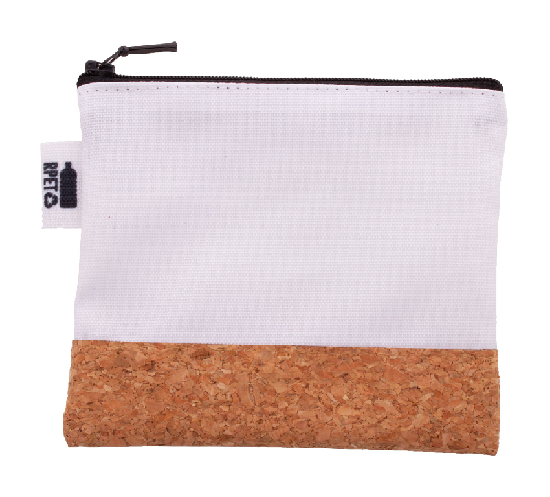 Trousse de maquillage personnalisée - zippée en polyester RPET 600D et liège naturel - Impression sublimée_2