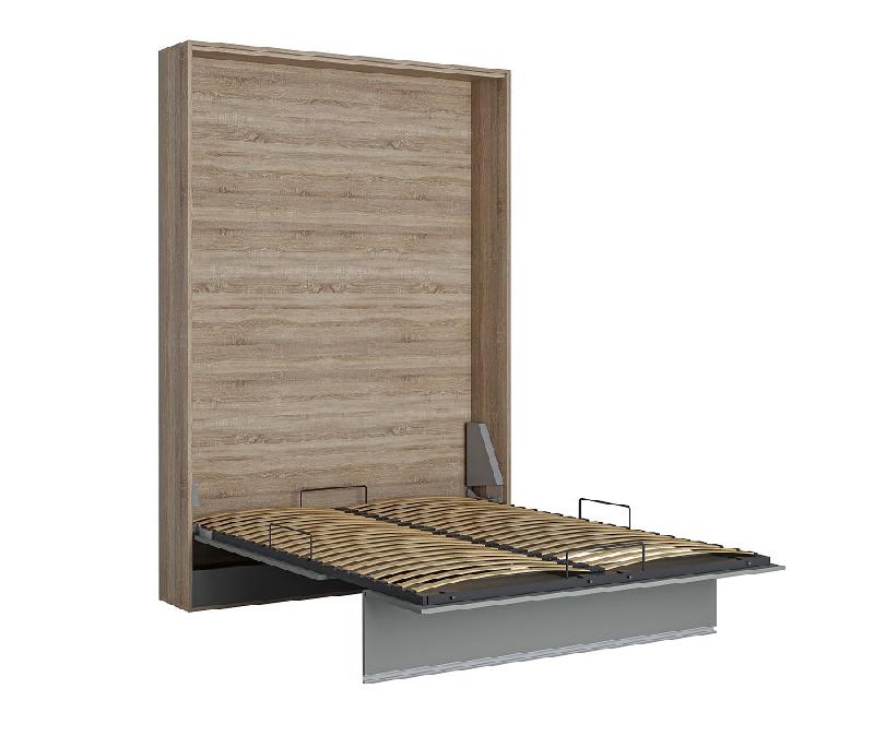 Armoire lit escamotable BERMUDES - structure chêne - façade gris - couchage 140x200 cm - ouverture assistée_2