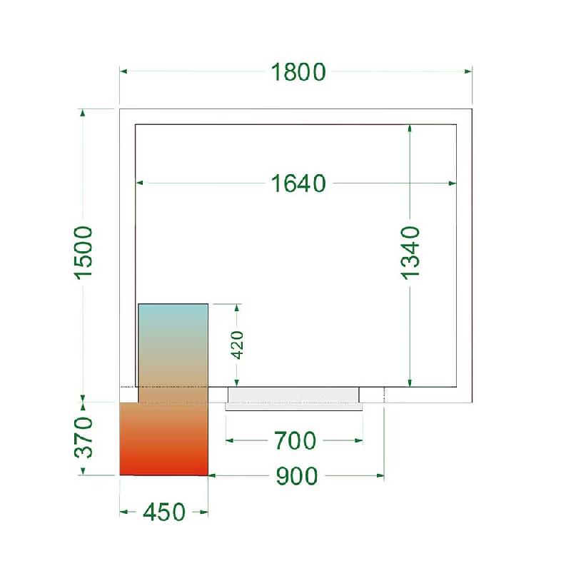 Chambre froide positive 4,48 m3 (1800 x 1500 x 2200 mm) avec monobloc de paroi_2