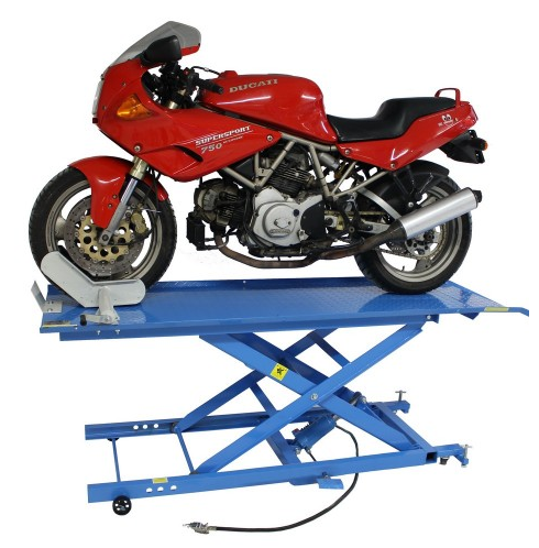 Pont élévateur moto avec rampe démontable sans outils