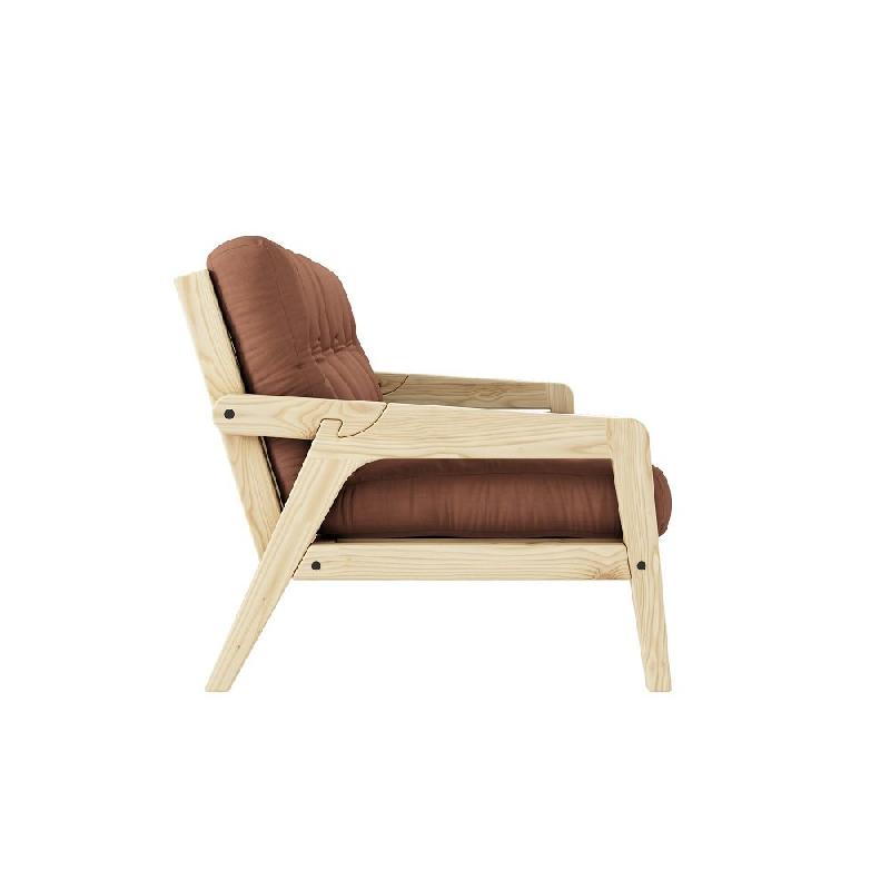 Canapé convertible futon Grab - Pin naturel brun argile - Couchage 130 x 190 cm_2