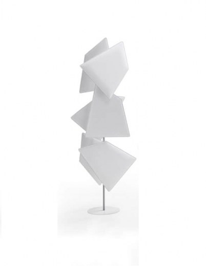 Totem Acoustique TROPEZ avec 6 Panneaux Orientables - Référence 8034 FR207 - Structure en Acier Chromé et Base Blanche_2