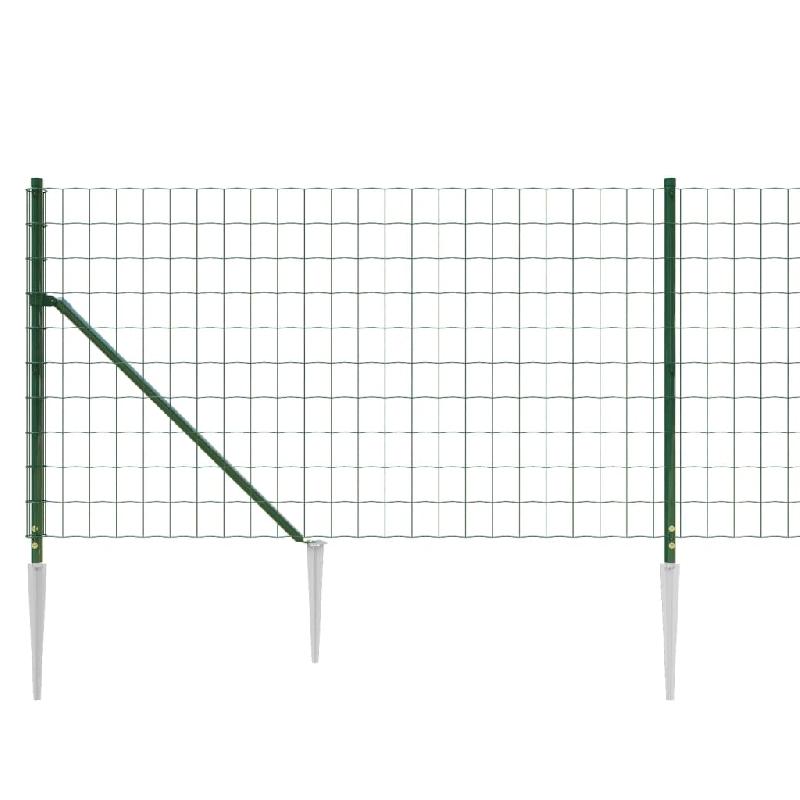 Vidaxl clôture en treillis métallique et piquet d'ancrage vert 1x25 m 154121_2