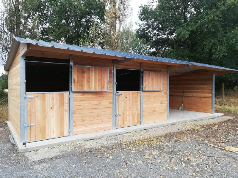 2 Boxes Pro avec Abri Pro - Confort et Robustesse pour Chevaux - Structure Bois Douglas et Poteaux Métal - BOX018_2