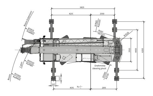 Grue automotrice GMK3050-2 équipée d'une flèche à cinq sections Twin-Lock