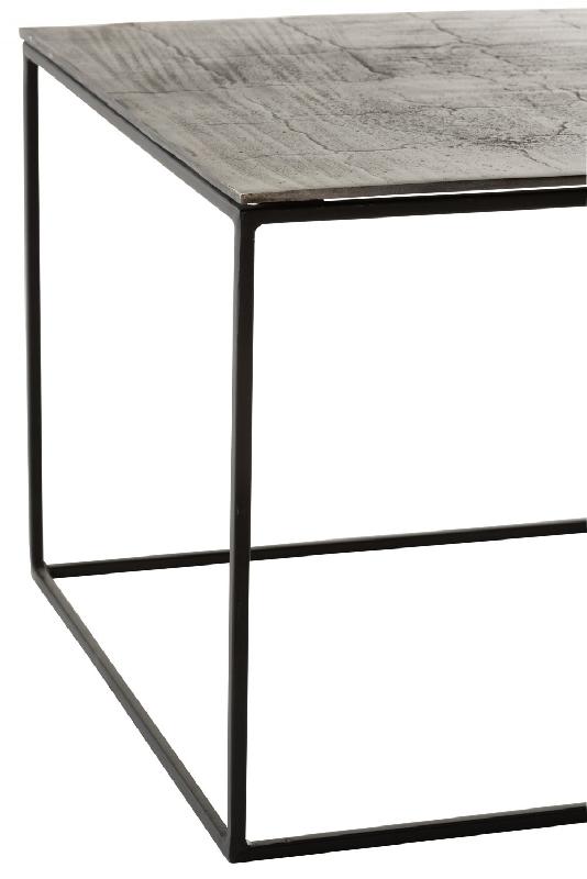 Table basse rectangulaire NIZI - métal noir et aluminium noir/vert - design moderne et fonctionnel_2