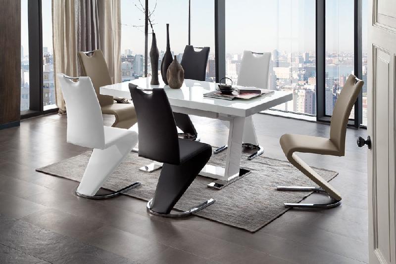 Lot de 2 chaises ALBI - tissu noir - piètement tube chrome - design chic et moderne_2