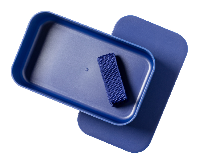 Boîte lunch - plastique PP avec sangle élastique - 1000 ml - couleur bleu foncé_2