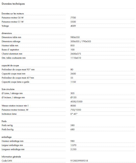 Scie à format - Holzmann FKS305VF2600_400V - moteur S6 7700W, chariot aluminium extra large_2