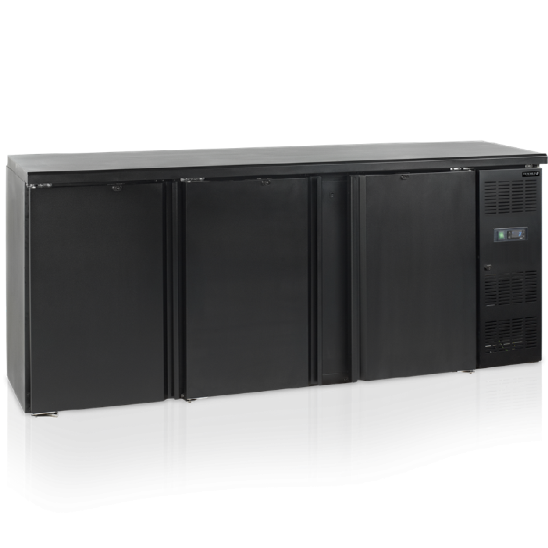 Arrière - bar 3 portes à charnières à fermeture automatique et 6 tablettes inox - 442 L | Tefcold - CBC310_2