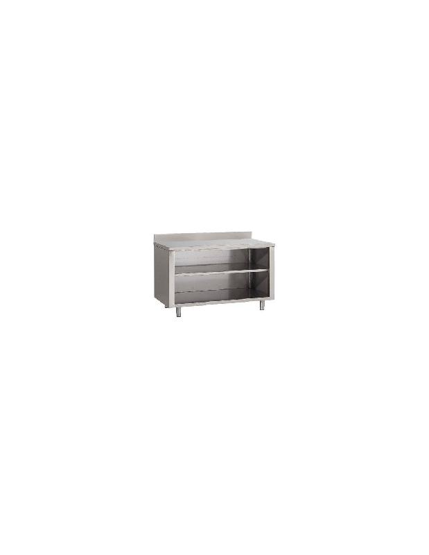 Meuble inox adossé ouvert - plateau renforcé en stratifié blanc - 1200x600x850/950 mm - FABRIQUE EN ITALIE_2