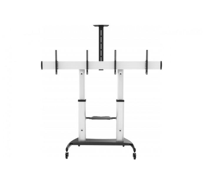 Support à roulettes pour visioconférence - 2 écrans plats 37-60'' - Aluminium anodisé et base renforcée_2