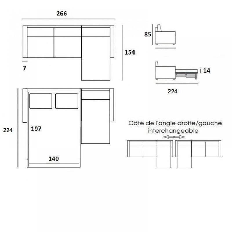 Canapé convertible d'angle Oslo - Matelas 16 cm - Système Express - Sommier à lattes Renatonisi - Tweed jaune melon_2