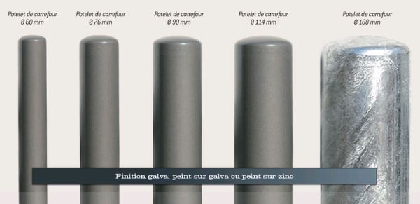 Potelet de carrefour - diamètre 168mm - tube acier 3mm - finition galva ou peint sur zinc_2