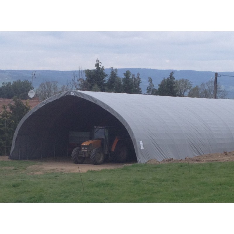 Tunnel de stockage Basilique - structure en acier galvanisé - couverture PVC 650g/m² - 10.30 x 6 x 4.76 m - ancrage au sol avec platine_2