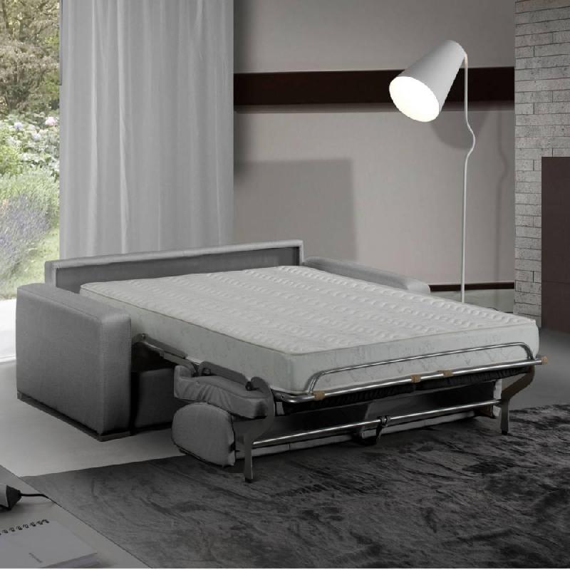 Canapé convertible express Master - Couchage 120x197cm - Matelas 18cm - Sommier à lattes Renatonisi - Tweed gris silex_2