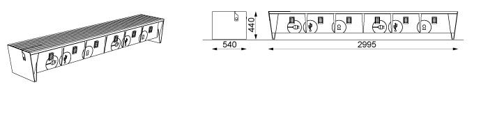 Ebq110-02 - Banc connecté MMCité 1 a.S. - 6 caissons verrouillables - Hauteur 440 mm_2