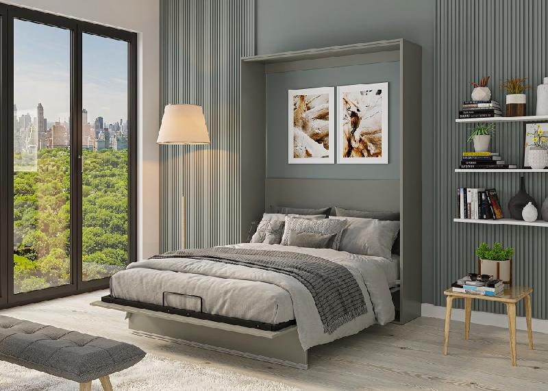 ARMOIRE LIT ESCAMOTABLE GENIUS GRIS MAT OUVERTURE ASSISTÉE COUCHAGE 160*200_2