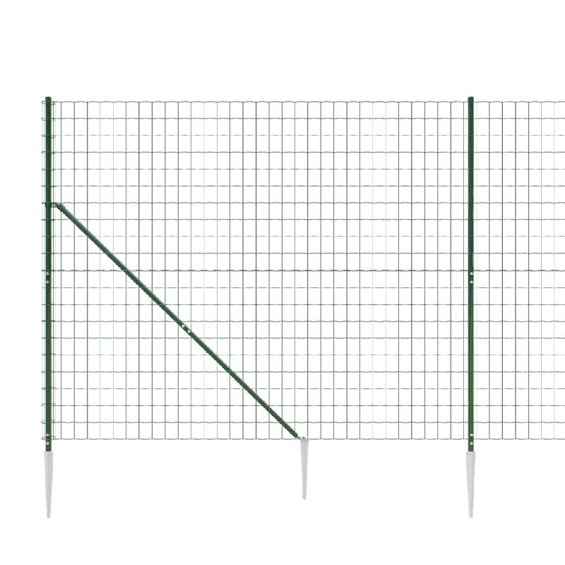 Vidaxl clôture en treillis métallique et piquet d'ancrage vert 2,2x10m 154119_2