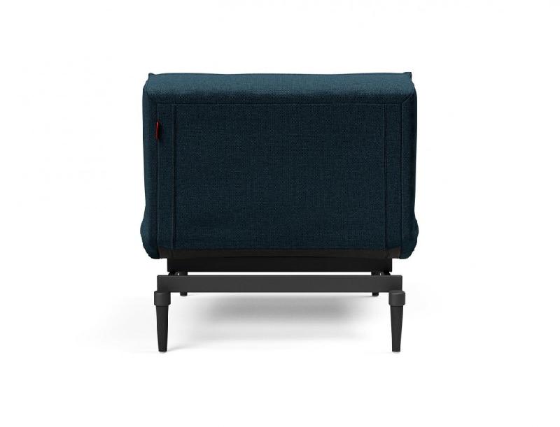 Innovation Living Fauteuil Splitback Styletto Convertible - Lit 90x115 cm - Pieds fuseau noir - Tissu Argus Navy Blue_2