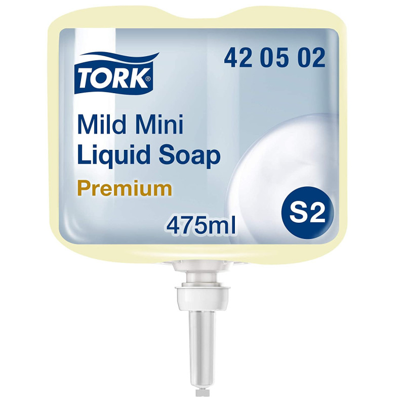 Recharge savon liquide doux mini tork 475ml s2 carton de 8x475ml (420502)_2