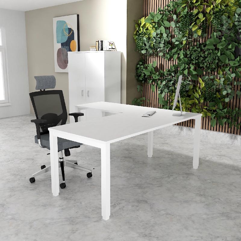 Bureau d'angle Tempo - Mobel Linea. - Blanc 9010, 180, Blanc, Non_0