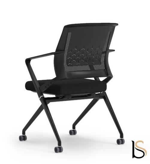 Chaise visiteurs avec assise pliante Plys - Mobel Linea - Noir, 1 siège_2