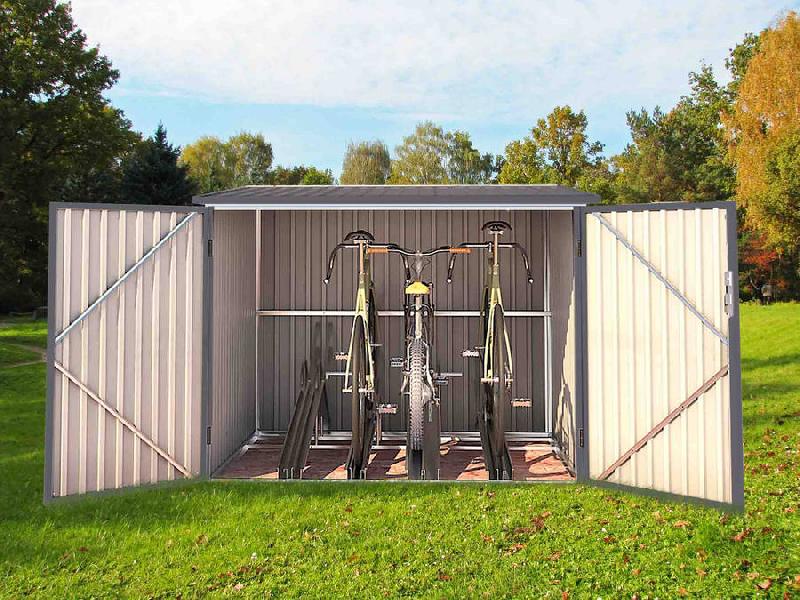 Coffre en métal pour 4 vélos - 4,02m² - Dimensions 203 x 198 x 157/142 cm_2